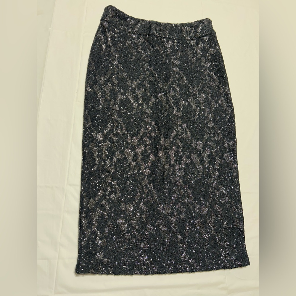 Black Lace with Sparkly Pencil Skirt